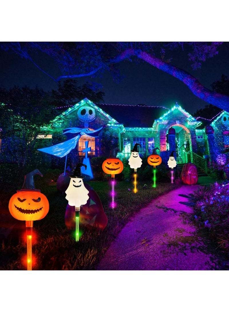 هالوين زينة الهالوين للحديقة الخارجية، عبوة من 6 مصابيح شمسية على شكل شبح اليقطين، إضاءة LED خارجية، فانوس للحفلات الخارجية، شواهد القبور، ديكور المنزل، سياج الحديقة، الشرفة، أضواء خرافية مقاومة للماء - Image 4