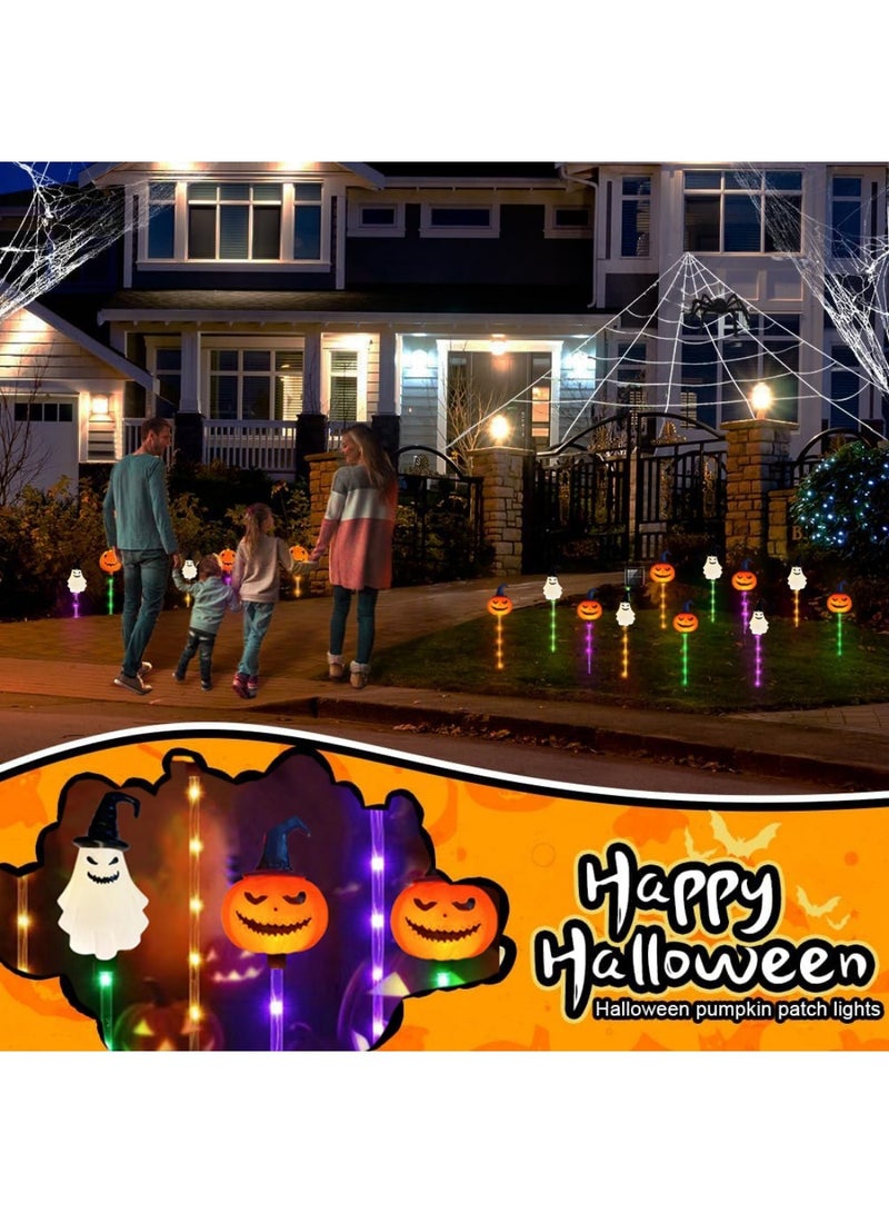 هالوين زينة الهالوين للحديقة الخارجية، عبوة من 6 مصابيح شمسية على شكل شبح اليقطين، إضاءة LED خارجية، فانوس للحفلات الخارجية، شواهد القبور، ديكور المنزل، سياج الحديقة، الشرفة، أضواء خرافية مقاومة للماء - Image 2