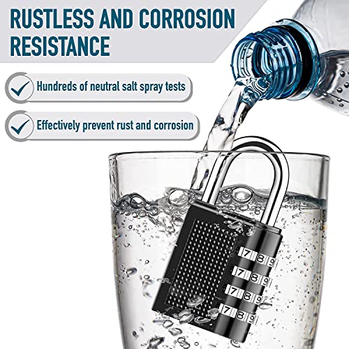 PUTHAK Stainless Steel Unequetrend Combination Resettable Padlock - 4 Digit Combination Lock For Gym, Sports, School, Employee Locker, Outdoor, Fence, Hasp And Storage (1P, Black) - Image 2