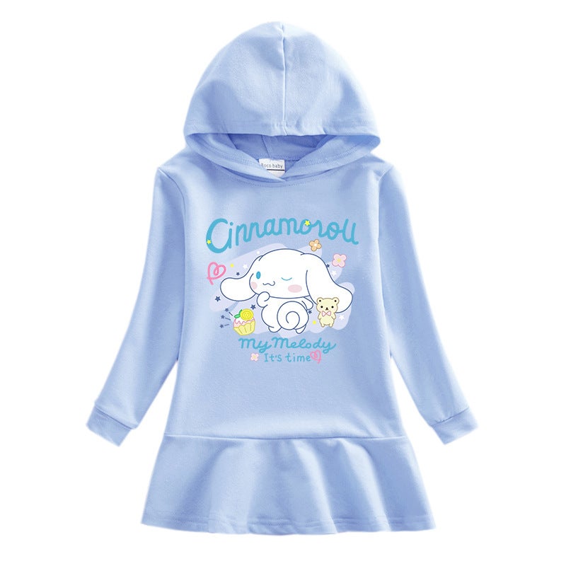 2023 New Children'S Hooded Sweater Dress Cartoon Girl Baby Casual Western Style Skirt For Women - Image 2