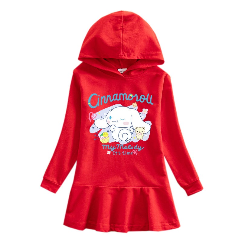 2023 New Children'S Hooded Sweater Dress Cartoon Girl Baby Casual Western Style Skirt For Women - Image 1