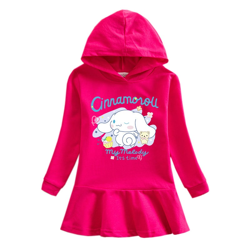 2023 New Children'S Hooded Sweater Dress Cartoon Girl Baby Casual Western Style Skirt For Women - Image 5