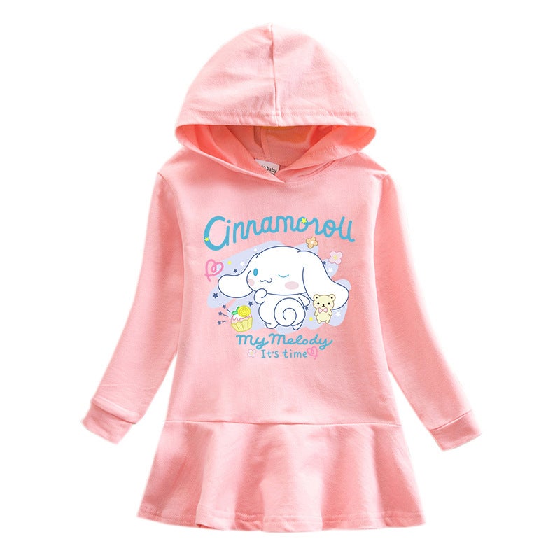 2023 New Children'S Hooded Sweater Dress Cartoon Girl Baby Casual Western Style Skirt For Women - Image 3