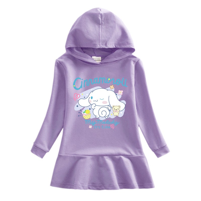 2023 New Children'S Hooded Sweater Dress Cartoon Girl Baby Casual Western Style Skirt For Women - Image 4