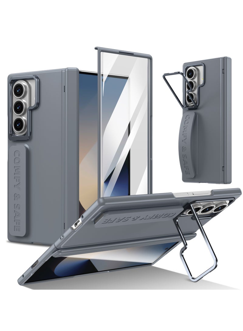 general Smartphone Flip Cover Camera Stand Compatible with Samsung Galaxy Z Fold 7 Case, with Protection Wristband and Screen Protector Folding Series Protective Cover