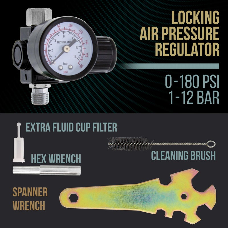 TCP GlobalÂ® Brand Professional 1.3mm HVLP Spray Gun-gravity Feed-auto Paint Basecoat Clearcoat with Air Regulator (G6600-13) - Image 4