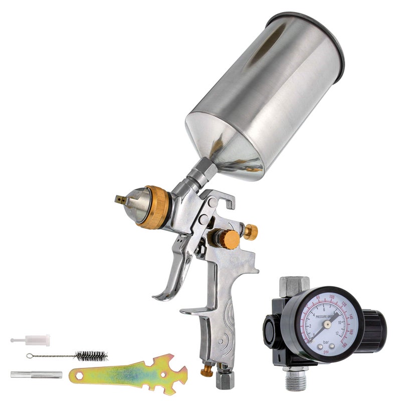 TCP GlobalÂ® Brand Professional 1.3mm HVLP Spray Gun-gravity Feed-auto Paint Basecoat Clearcoat with Air Regulator (G6600-13) - Image 1