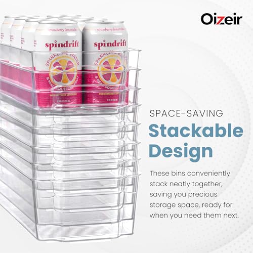 Oizeir 8 Pack Clear Plastic Fridge Organizer Bins – Stackable Refrigerator & Pantry Storage Bins with Handles for Snacks, Freezer, Kitchen Cupboard, and Cabinet Organization - Image 4