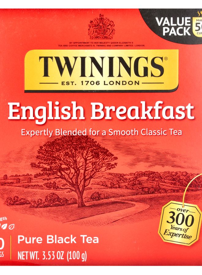 شاي أسود نقي إفطار إنجليزي 50 كيس شاي 3.53 أونصة (100 جرام)