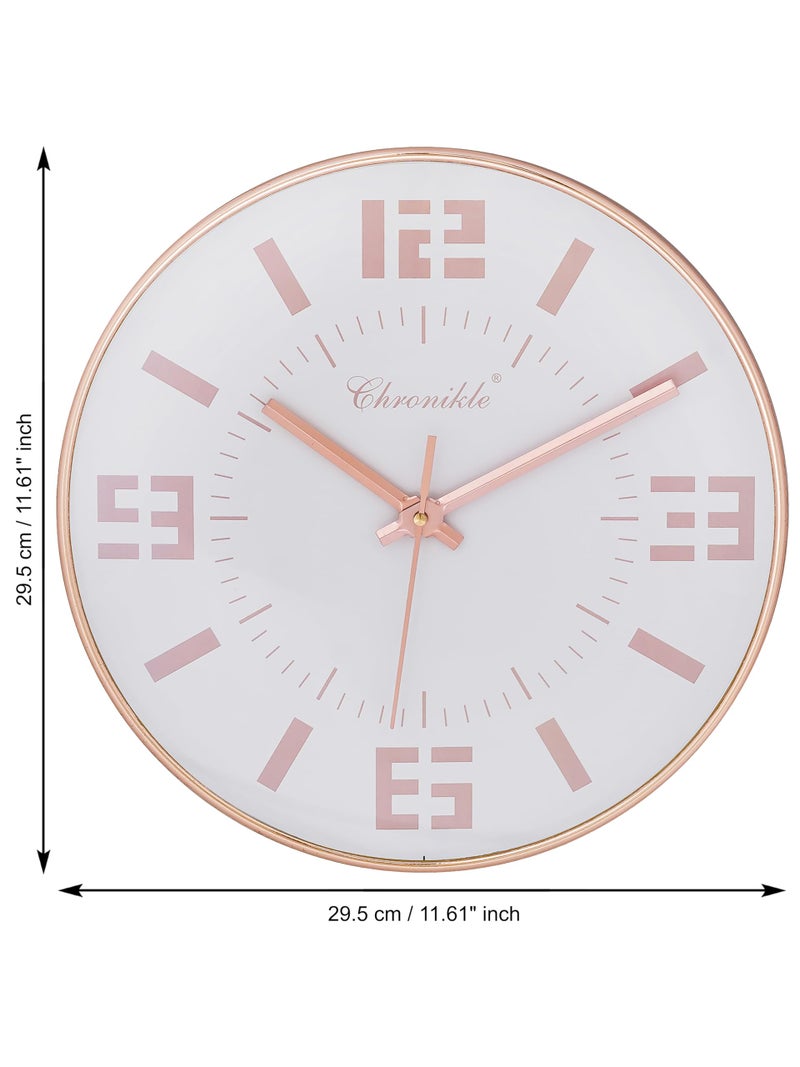 CHRONIKLE Designer Analog English Number Pink Round Plastic Case White Dial Wall Clock for Home Office Decor Living Room Bedroom (Size: 29.5 x 4 x 29.5 CM | Weight: 250 Gram) - Image 4
