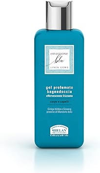 Helan Emozione Blu Fizzy Invigorating Mens Shower Gel Shampoo with Ginseng Extracts Sweet Almond Proteins Scented Hair Body Wash for Sensitive Easily Reddened Skin Made in Italy 200 ml - Image 2