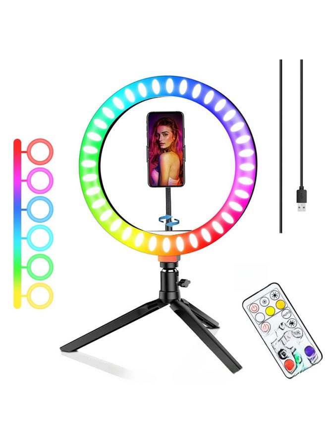 general 10 Inch RGB Colorful Ring Light MJ26 Live Fill Light Photography Light Live Beauty Selfie Ringlight-Color:10 Inch RGB Fill Light +2 M Tripod - Image 4