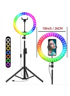 General 10 Inch RGB Colorful Ring Light MJ26 Live Fill Light Photography Light Live Beauty Selfie Ringlight-Color:10 Inch RGB Fill Light +2 M Tripod  - Image 1