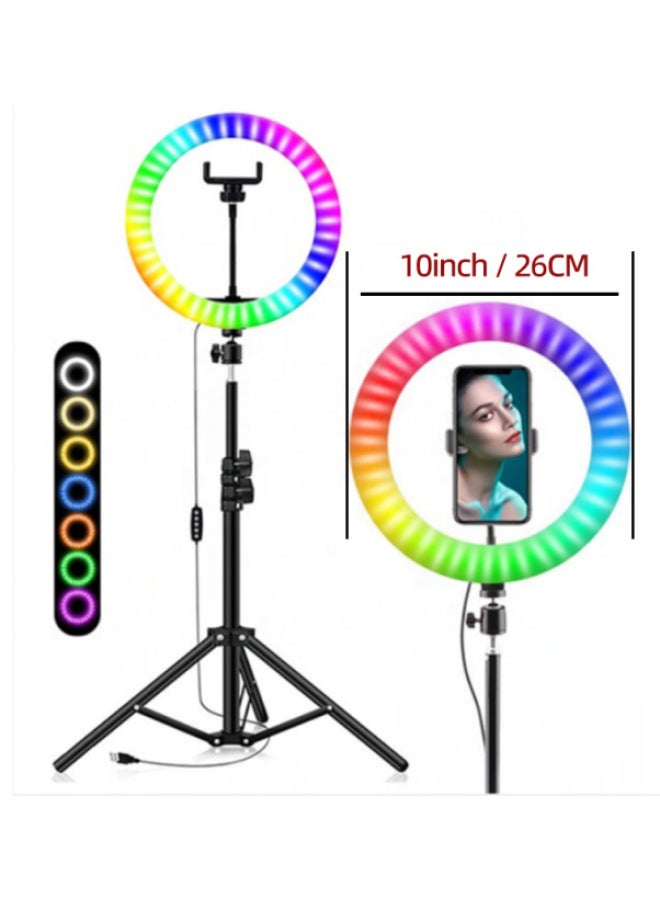 general 10 Inch RGB Colorful Ring Light MJ26 Live Fill Light Photography Light Live Beauty Selfie Ringlight-Color:10 Inch RGB Fill Light +2 M Tripod - Image 1