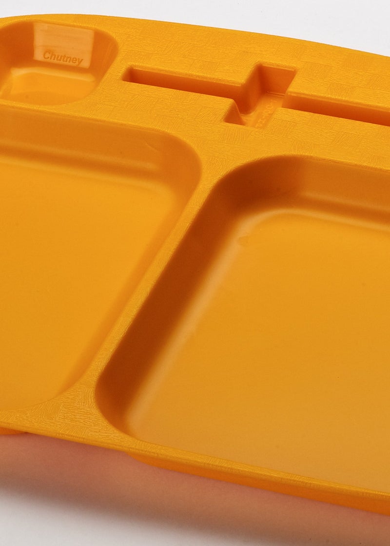 Cutting EDGE Serving Tray with 4 Partitions for Serving Tea & Snacks, Used for Home, Parties, Kitchen and Dining, Kid Friendly, Unbreakable Plastic, Microwave Safe, Set of 2 (Candy Orange) - Image 2
