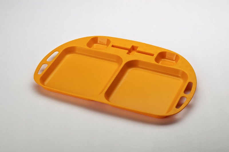 Cutting EDGE Serving Tray with 4 Partitions for Serving Tea & Snacks, Used for Home, Parties, Kitchen and Dining, Kid Friendly, Unbreakable Plastic, Microwave Safe, Set of 2 (Candy Orange) - Image 4