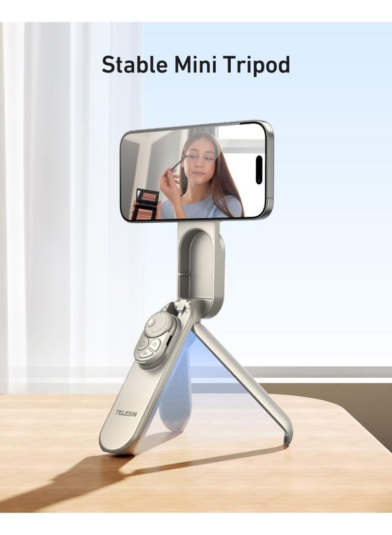 TELESIN Magnetic Mini Selfie Stick Tripod for Smartphone, Strong Magnetic Phone Holder, Extendable up to 60cm, 2 in 1 Selfie Stick and Tripod Combo, Wireless Multi Function Remote Control, Lightweight 150g, Portable Design for Vlogging, Live Streaming, Photography, Travel and Content Creators - Image 4