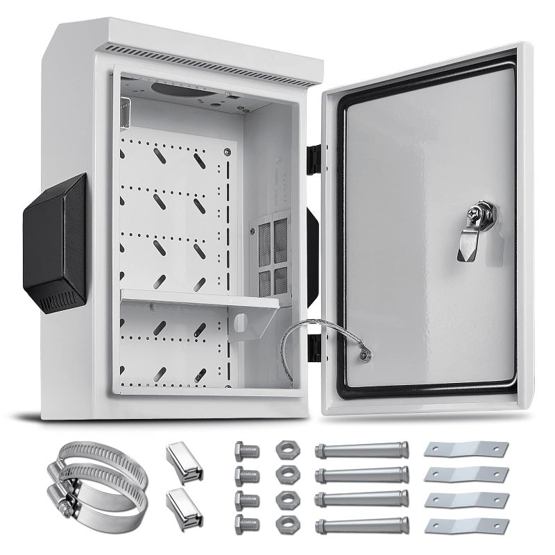 Outdoor Electrical Box ColdRolled Steel Plate Aluminum Alloy Back Beam OnePiece Ventilation Design IP65 Waterproof WallPole Mounted 157 x 118 x 59