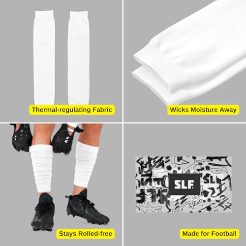 SLEEFS Football Leg Sleeves [1 Pair - Youth - White] - For Adult & Youth - Calf Compression Sleeves for Men and Boys - Image 5