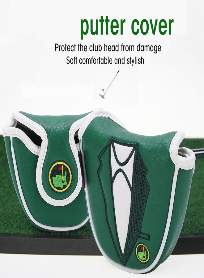 FAUOSWUK Putter Covers Cover Putter Semicircle Putter Cover Mallet Putter Headcover Green Embroidered Cover Headcover Putter Cover Protector Copri Teste per mazza da Golf - Image 2