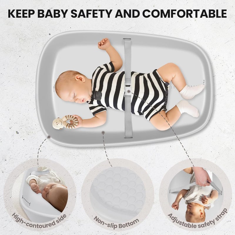 MLRYH EVA Baby Changing PadPortable Changing Pad for Changing Diaper and Dresser Waterproof Soft Lightweight Baby Ergonomic Design Fits All Changing Table with Height Line Gray - Image 4