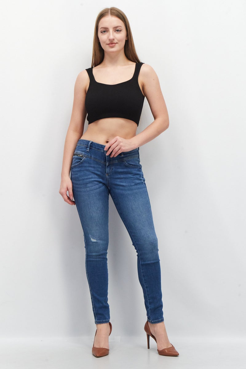 ESPRIT Women Skinny Fit Wash Stretchable Denim, Blue - Image 2