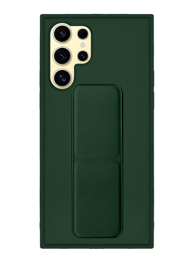 CATANES Samsung Galaxy S24 Ultra Case Magnetic Stand and Holder Premium Silicone Vertical and Horizontal Hand Strap Grip Multi Stand Car Mount Kickstand Case Finger Strap Cover Green  - Image 1