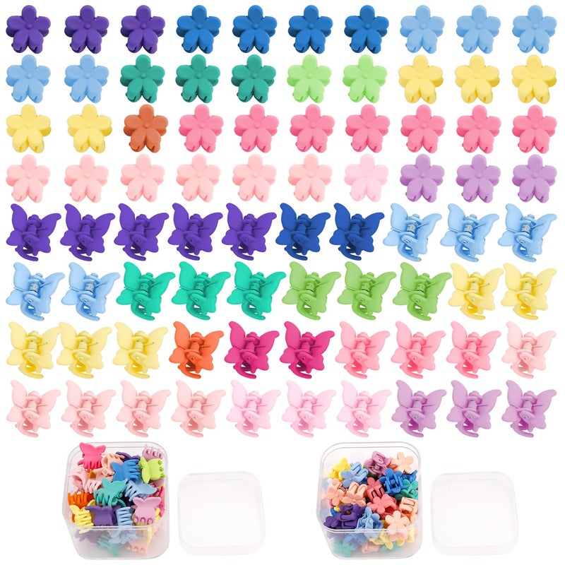 SuPoo Hair Clips, 80 Pcs Butterfly & Flower Mini Hair Clips for Girls, Tiny Claw Clips, Hair Accessories Barrettes for Girls, Non-slip, Easy to Open for Any Occasion, Multi-functional Usage