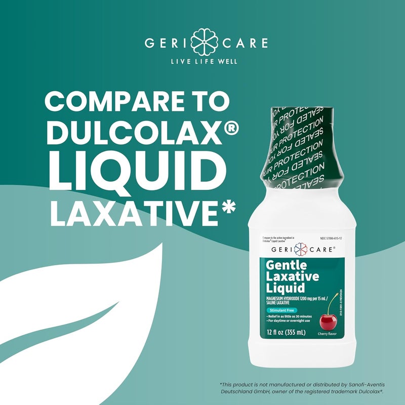 GeriCare Liquid Laxative for Constipation Relief  Maximum Strength Stool Softener with Magnesium Hydroxide Fast Acting for Adults and Kids Gentle on Stomach Cherry Flavored Stimulant Free 2 - Image 2