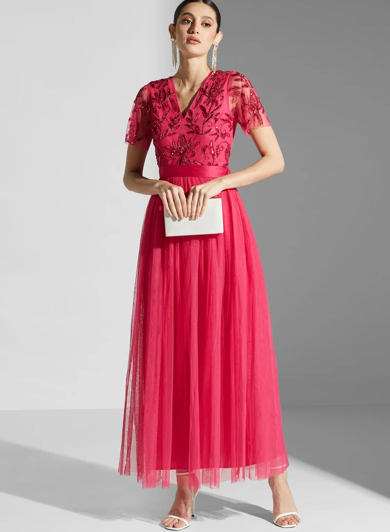 Maya Embellished Tie Detail Dress