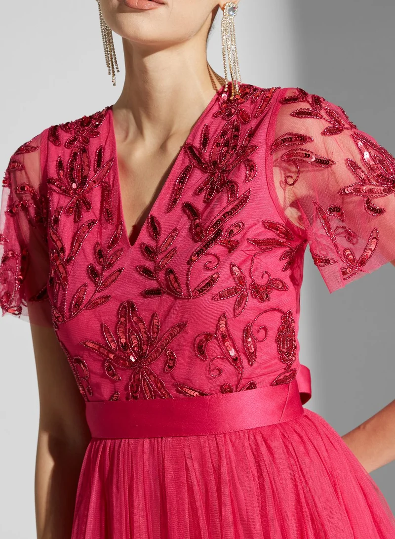 Maya Embellished Tie Detail Dress