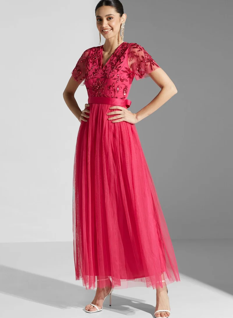 Maya Embellished Tie Detail Dress