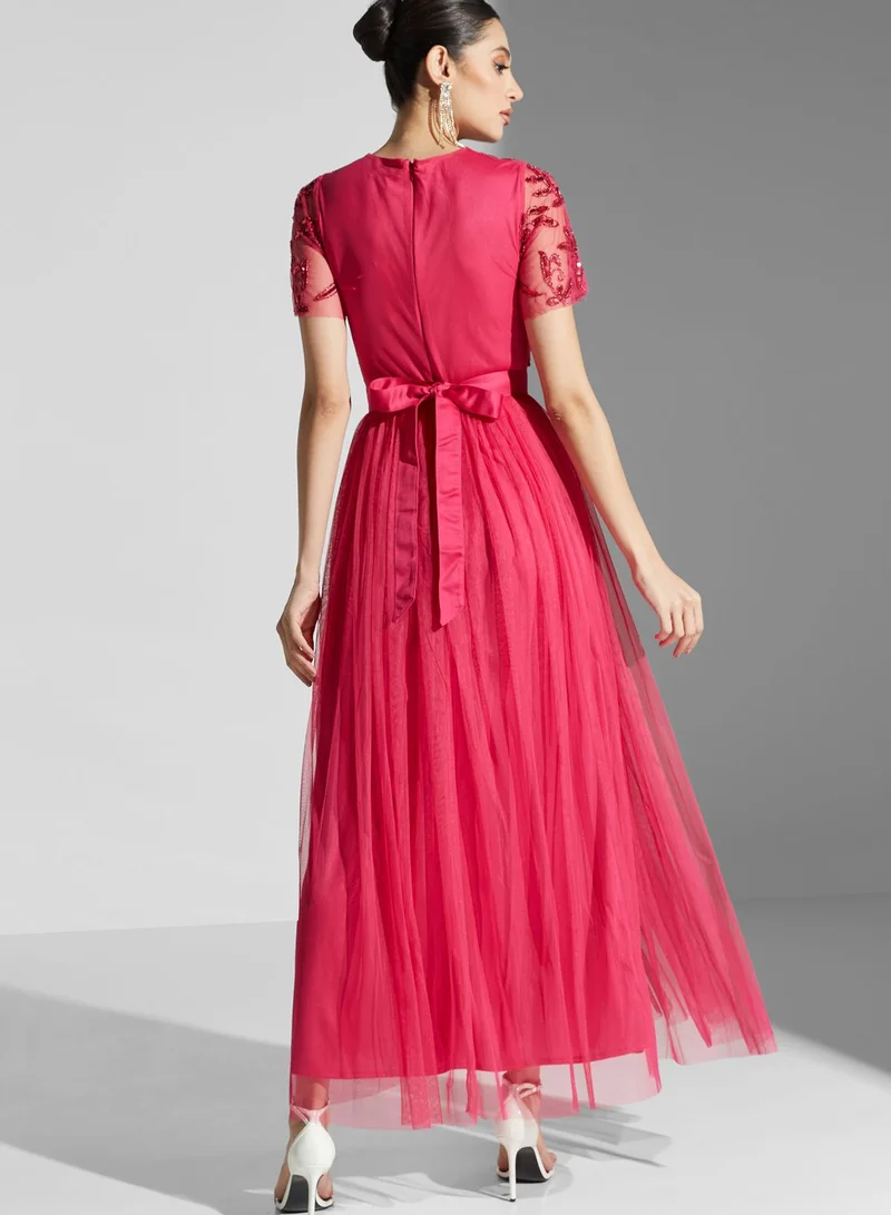 Maya Embellished Tie Detail Dress