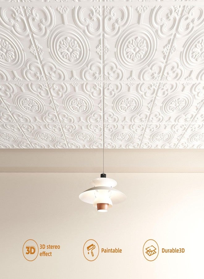WOWSTAR 12-Pack 24"x24" Drop Ceiling Tiles, Waterproof Glue up Ceiling Panels, White - Image 4