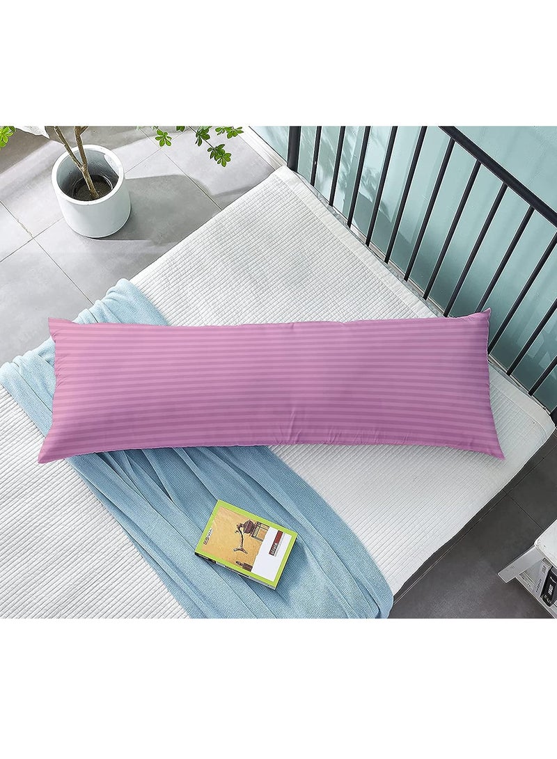 DubaiGallery Long Body Pillow 1pc, Fabric: 100% Polyester 85 GSM Microfiber 1 cm Stripe Super Soft, Filling: 1300 gm Hollow Fiber Comfort, Breathable & Ultra Soft , Size: 45 x 120 cm  - Image 1