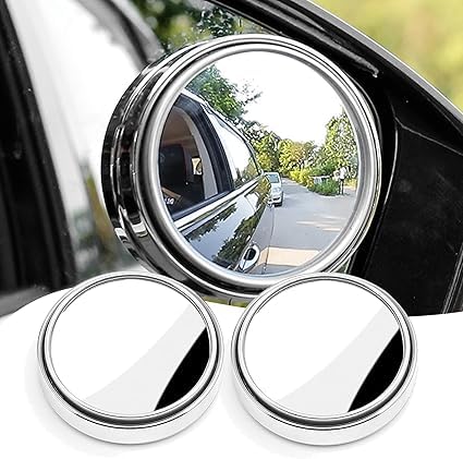 FLAVION HD Glass Blind Spot Mirrors –Round 360° Adjustable Side View Mirrors –Silver Frame –Self-Adhesive, Universal Car Fit- Easy Installation for Cars, SUVs,Trucks (PACK OF 2) - Image 1