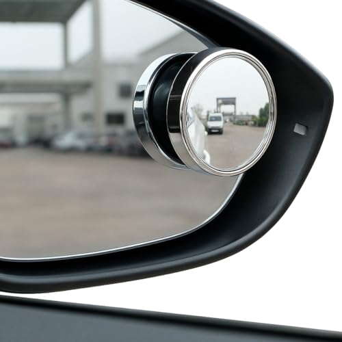 FLAVION HD Glass Blind Spot Mirrors –Round 360° Adjustable Side View Mirrors –Silver Frame –Self-Adhesive, Universal Car Fit- Easy Installation for Cars, SUVs,Trucks (PACK OF 2) - Image 2