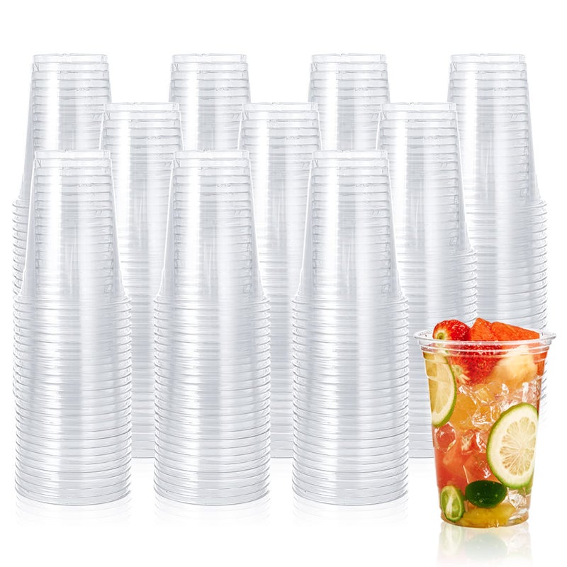 Lilymicky Lilymicky 1000 Pack 16 oz Clear Plastic Cups PET Disposable Drinking Cups Crystal Clear Perfect for Ice Coffee Smoothie Soda or Any Cold Drinks 