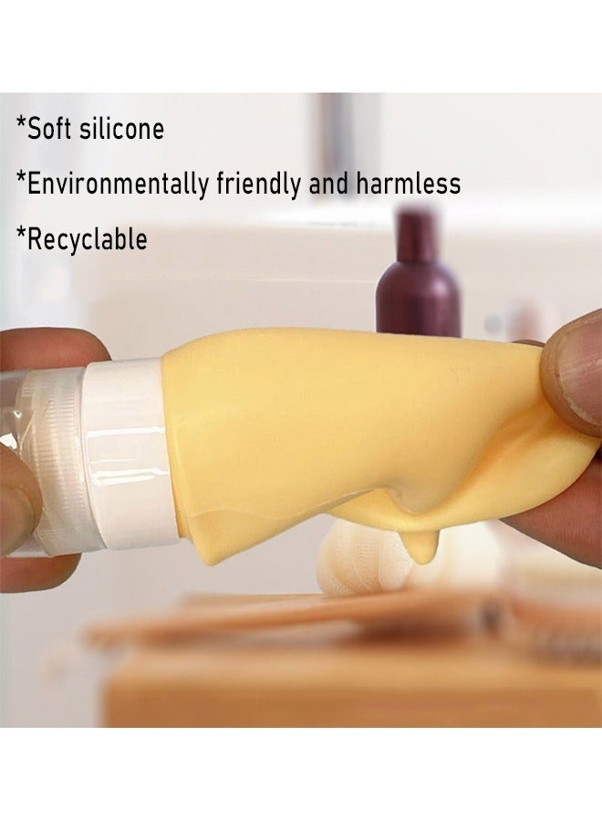 2Pcs Silicone Travel Bottles, Portable Soft Silicone Travel Sub-packaged Bottles, Reclyable Sub-Packaging Bottle 90 ml (Pink &Yellow)  - Image 3