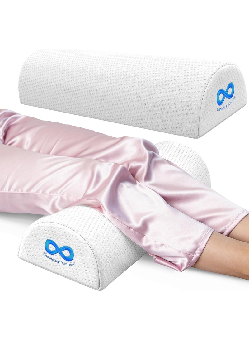 Everlasting Comfort وسادة تحت الركبة من إيفرلاستينغ كومفورت للنوم على الظهر - وسادة دعم الساق على شكل نصف قمر من رغوة الذاكرة لتخفيف آلام الظهر ودعم الصدر - Image 1