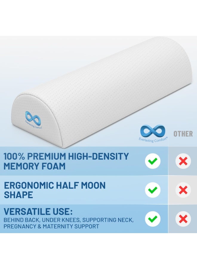 Everlasting Comfort وسادة تحت الركبة من إيفرلاستينغ كومفورت للنوم على الظهر - وسادة دعم الساق على شكل نصف قمر من رغوة الذاكرة لتخفيف آلام الظهر ودعم الصدر - Image 3