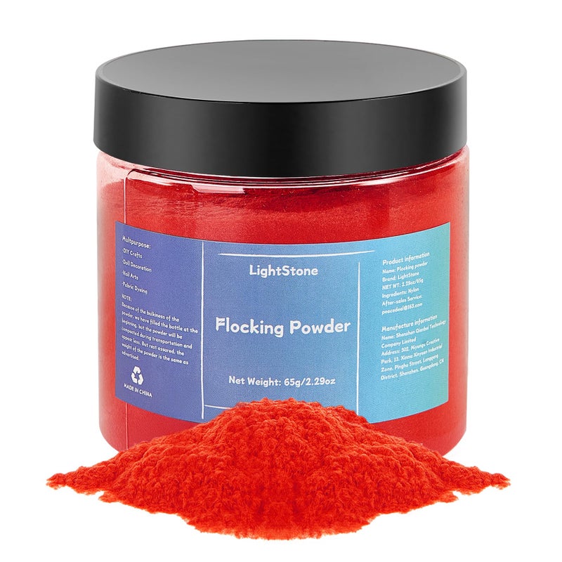65g Flocking Powder Velvet Fibers Flocking Powder for CraftsTaba SquishyNails ArtDoll DecorationsDIY Scenery Red