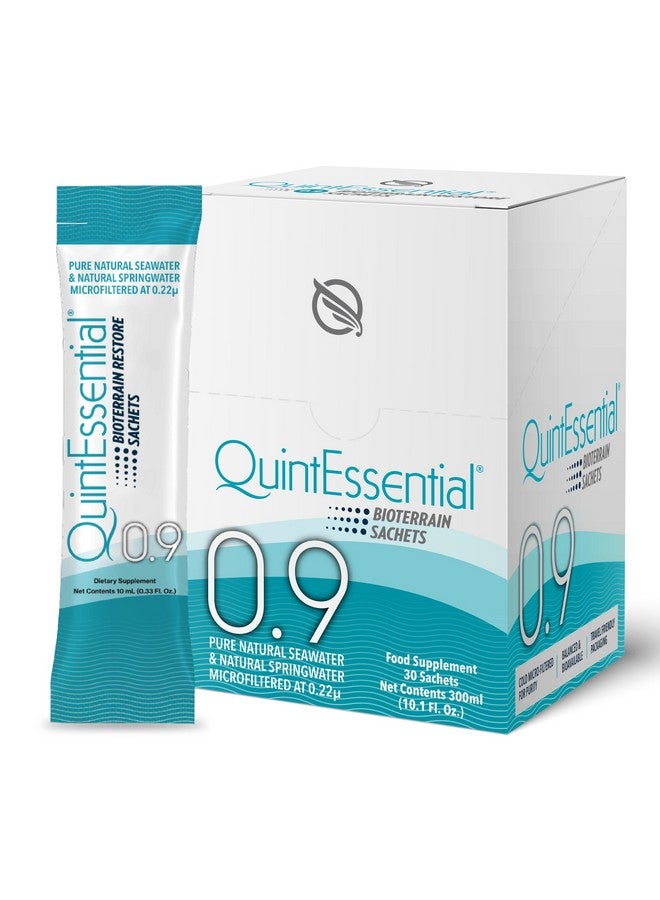 Quicksilver Scientific كويك سيلفر ساينتيفيك كوينتيسينشال 0.9 أكياس - محلول متساوي التوتر مع معادن مياه البحر + مياه الينابيع الجبلية - ترطيب سائل، إلكتروليت + مكمل متعدد المعادن (30 عدد) - Image 1