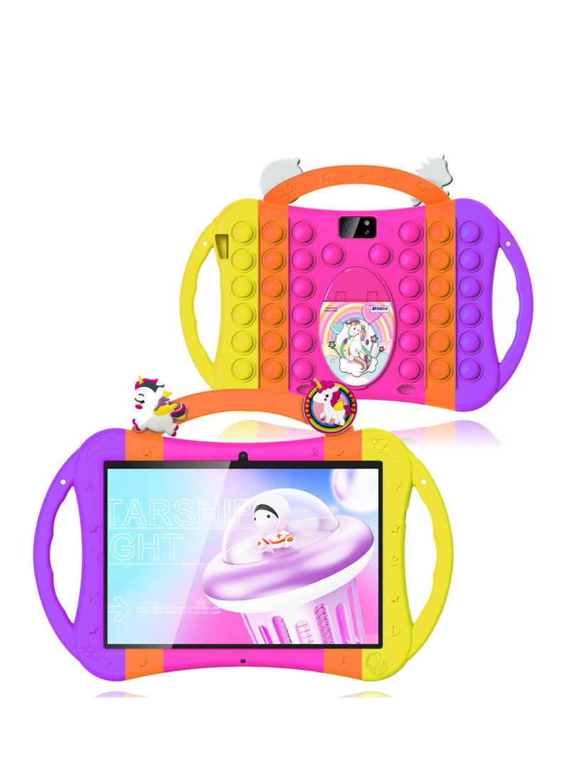ATOUCH Early Education Smart Android Kids Tablet 10.1 Inch Display 6GB RAM 256GB ROM WIFI and Dual SIM Supported Tablet Protective With Silicon Case/ Learning and Playing Toys Rose Red - Image 1