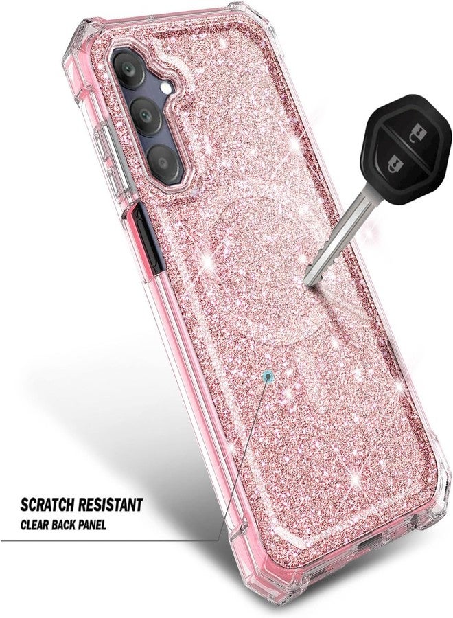 WDHD Designed for Samsung Galaxy A36 5G Phone Case, Magnetic [Compatible with MagSafe] [10FT Military Grade Drop Tested] Shockproof Protective Bumper Cover (Glitter Rose Gold) - Image 4