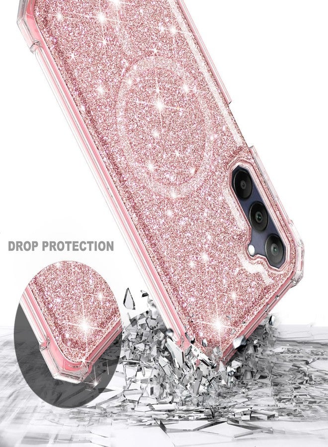 WDHD Designed for Samsung Galaxy A36 5G Phone Case, Magnetic [Compatible with MagSafe] [10FT Military Grade Drop Tested] Shockproof Protective Bumper Cover (Glitter Rose Gold) - Image 5