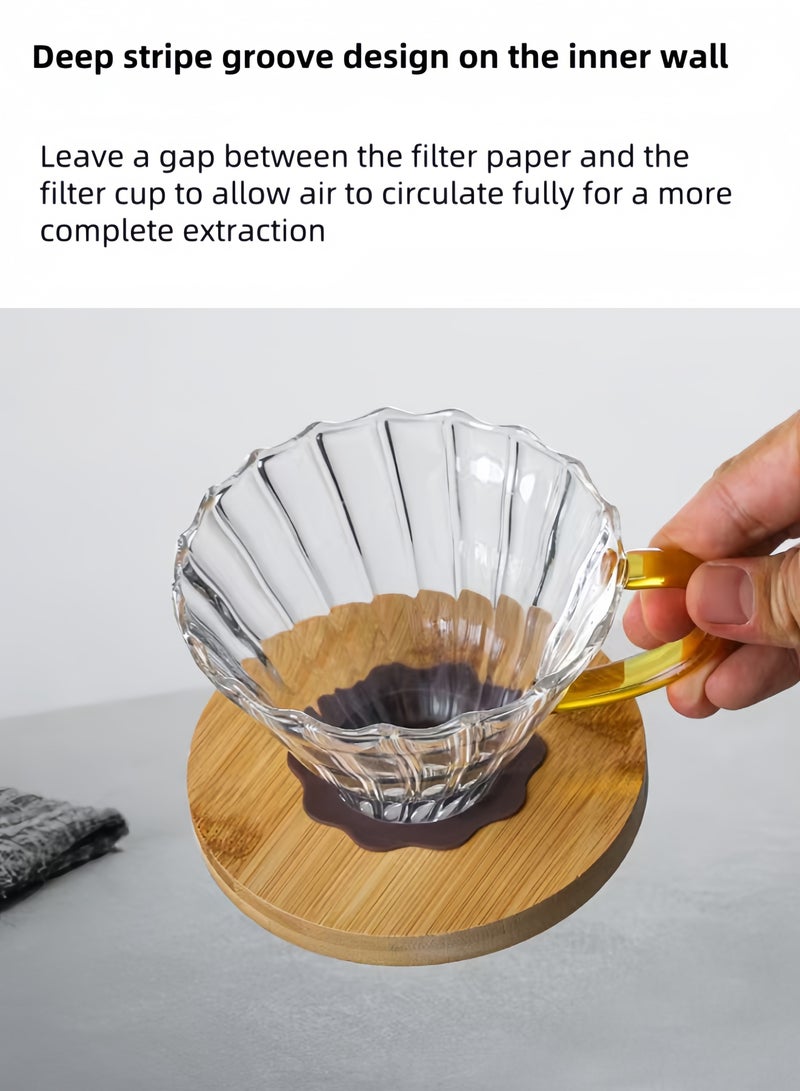 nihao 4 PCS Pour Over Coffee Share Pot With Filter, V60 Coffee Tools , V60 Coffee Maker set with 100 pcs V60 Paper Filter, Borosilicate Glass Coffee Cup, V60 600ml Drip - Image 5