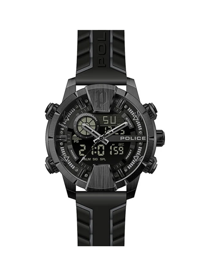 POLICE Police Taronga Black White Dial Black Silicone Strap Analog Digital Watch for Men 46mm