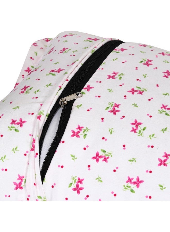 HOUSE FOX Zipper Cotton Pillow Covers/Cases/Protectors (NOT Pillow) Set of 2 Pair Or 4 Pcs,Size -18x28inch with Zip/Chain (Standard, Pink Blue Flower) - Image 2