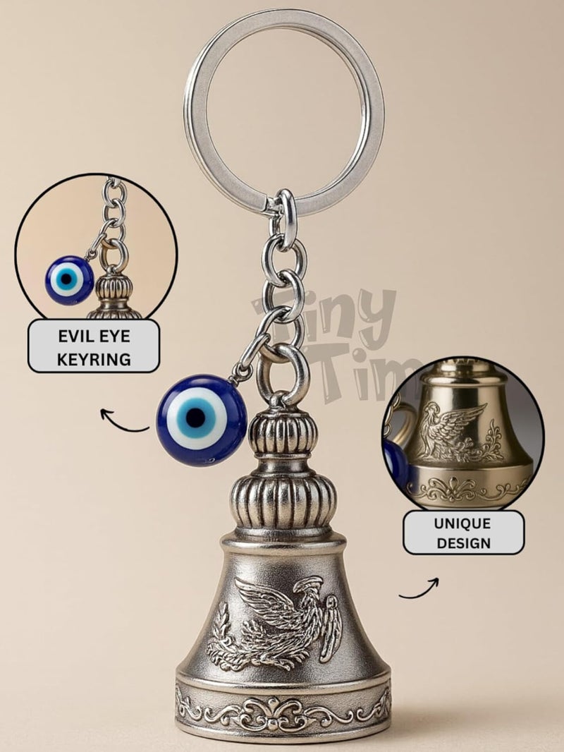 Tiny Tim Store Guardian Bell with Evil Eye Charm – Protective Motorcycle & Car Accessory – Tibetan-Inspired Design – Wards Off Negative Energy – Ideal Gift for Bikers & Travelers - Image 4